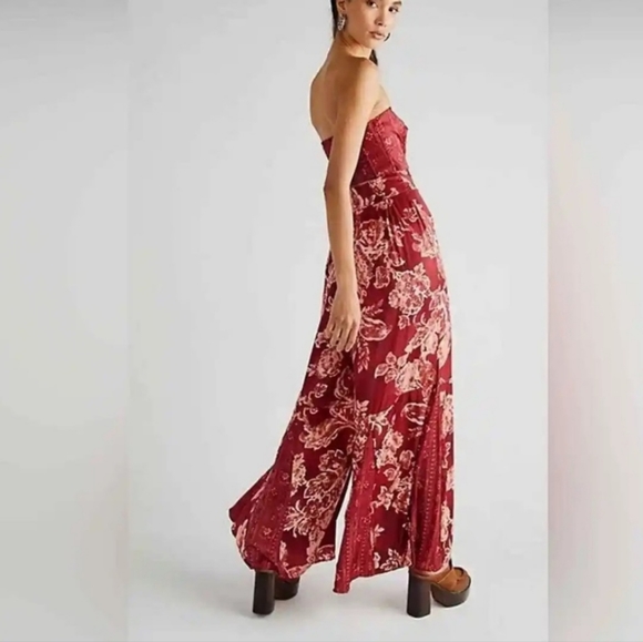 NEW Free People Juliet bandeau strapless cutout wide leg jumpsuit festival SMALL - Picture 5 of 12